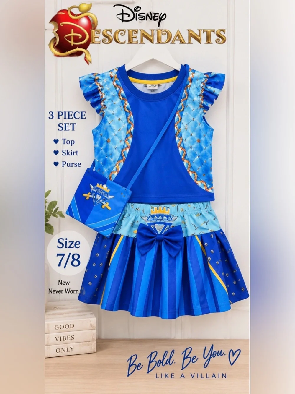💙 Disney Descendants Girls 3-Piece Costume Set | Size 7/8 | NWT